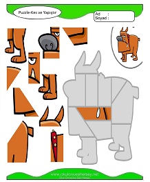 Puzzle Kes Yapıştır Çalışma Sayfaları
